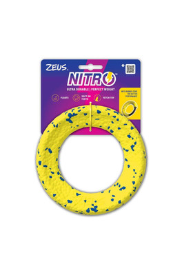 Zeus Nitro Weighted Ring Dog Toy - Yellow