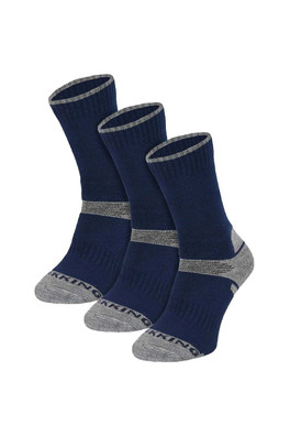 3 Pair Multipack Kids Merino Wool Hiking Socks - Navy