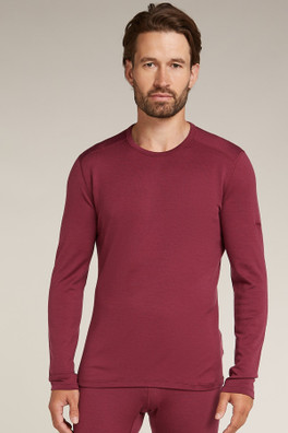 Merino Wool 260 Mens Long Sleeve Crew Base Layer - Port Red