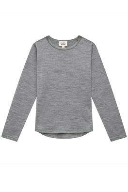 Kids Long Sleeve Merino Top - Grey Marle