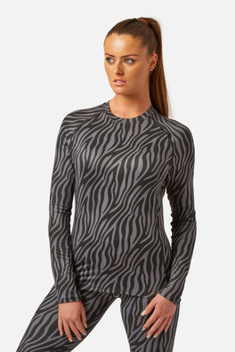 CarbonDri® Womens Cozy Crewneck Base Layer - Black Zebra