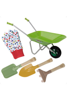 Kids Gardening Set Wheelbarrow White  Gloves - Multicoloured