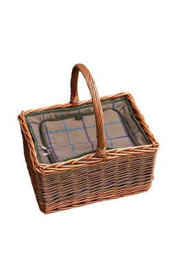 Butchers Wicker Picnic Basket with Fitted Cooler - Green
