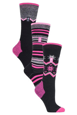 3 Pairs Ultra Lite Ladies Long Thermal Ski Socks - Mix 2