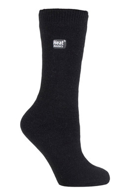 Womens Lite Winter Plain Thermal Socks - Black