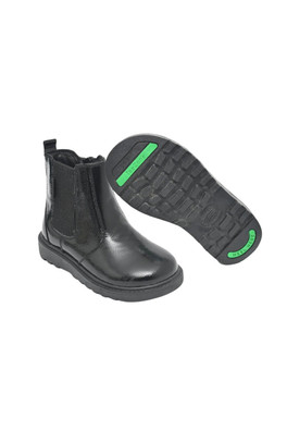 Amara Kids Black Patent Leather Ankle Boots - Black