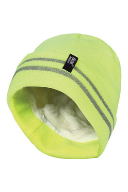 Mens Hi Vis Reflective Thermal Beanie Hat - Hi Vis Yellow