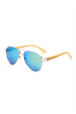 Haldon  Wood Aviator Unisex Sunglasses - Lime