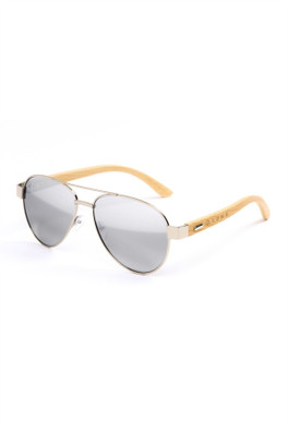 Haldon  Wood Aviator Unisex Sunglasses - Chrome