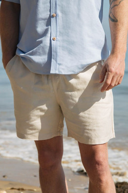 Men's Linen Shorts - Oatmeal