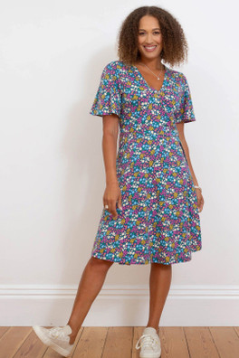 Highcliffe Womens 95% Cotton Jersey Wrap Dress - Multi