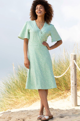 Highcliffe Womens 95% Cotton Jersey Wrap Dress - Green
