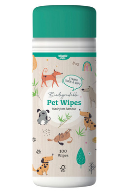 Bamboo Biodegradable Pet Wipes 100pk - White/Green