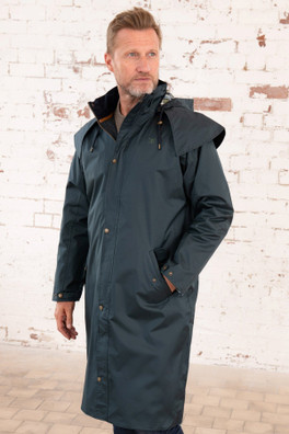 Stockman Mens Full Length Rain Coat - Navy