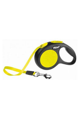 Neon Retractable Tape Dog Lead - Yellow