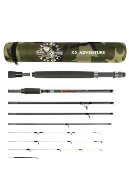 X5 Compact Portable Travel Fishing Rod & Case - Black