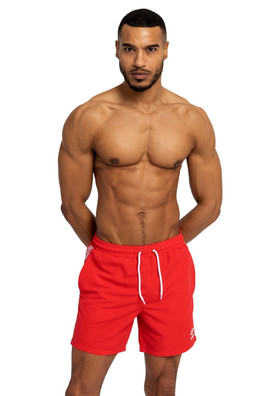 Mens Taped Swim Shorts - Vermillion