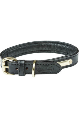 Padded Leather Dog Collar - Black
