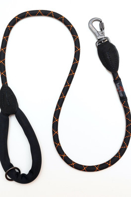 120cm/48in Screw Lock Rope Lead - Black With Orange Stripe