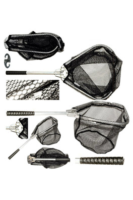 Compact, Folding Travel Fishing Landing Net - Black