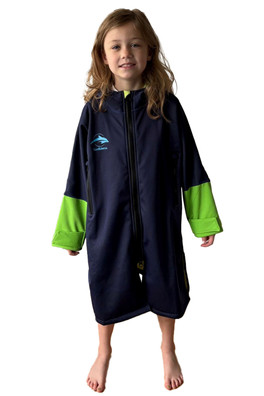 Warma Robe Kids Soft Shell e-Flex Changing Robe - Navy/Lime