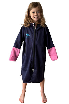 Warma Robe Kids Soft Shell e-Flex Changing Robe - Navy/Pink