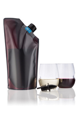 750ml Vintage Wine Carrier & Glass Set - Maroon