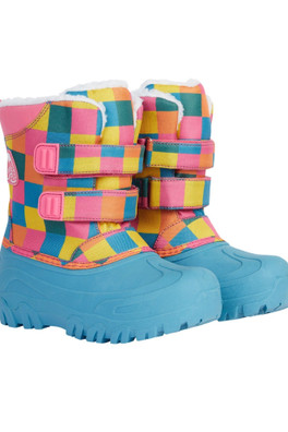 Kids 100% Recycled Polyester Out and About Boots - Rainbow Check