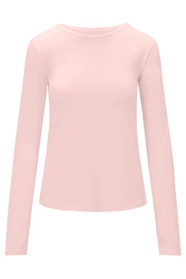 Womens Long Sleeve Merino Top - Pink Peach Blossom