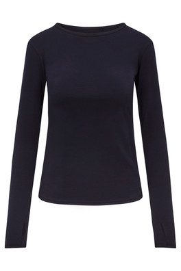 Womens Long Sleeve Merino Top - Midnight Blue