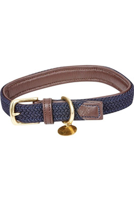 Unisex Plaited Dog Collar - Brown/Navy