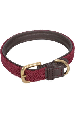 Unisex Plaited Dog Collar - Brown/Maroon
