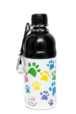 Stainless Steel Dog Water Bottle - Paws