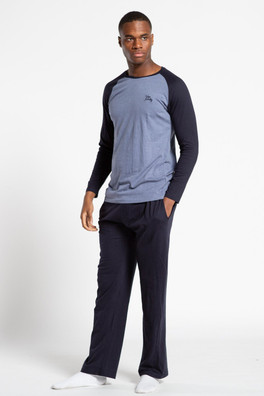 Cotton Mens Top and Bottoms Pyjama Set - Dark Navy