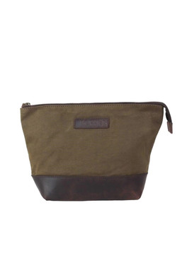 Waxed Canvas Triangle Washbag - Olive