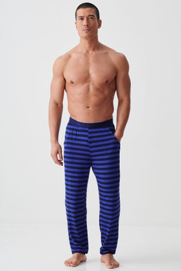 Mens Bamboo Pyjama Trousers - Royal Blue & Navy Stripe