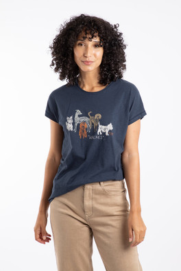 Walkies Womens Front Print Graphic T-Shirt - Navy