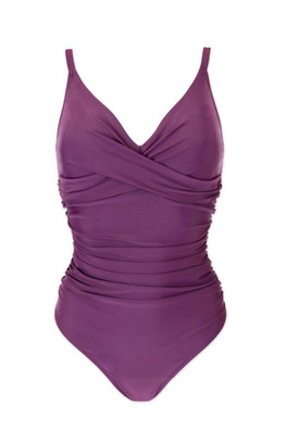 Ladies Tummy Control Swimming Costume - Plum