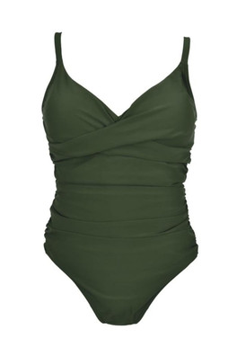 Ladies Tummy Control Swimming Costume - Forest Green