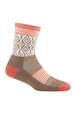Ladies Patterned Micro Crew Hiking Merino Socks - Bark