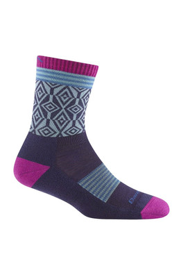 Ladies Patterned Micro Crew Hiking Merino Socks - Blackberry