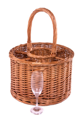 Small Deluxe Single Bottle Drinks Basket - Brown