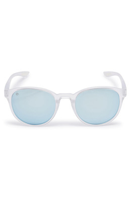 Hope Cove Unisex Sunglasses - Clear Frame/Blue Mirror Lens