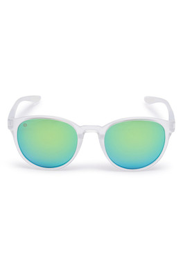 Hope Cove Unisex Sunglasses - Clear Frame/Green Mirror Lens