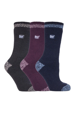 3 Pairs Ladies Winter Thermal Socks - Plain H&T