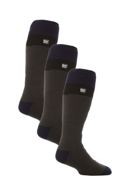 Mens Long Thermal Striped Ski Socks - Grey / Black