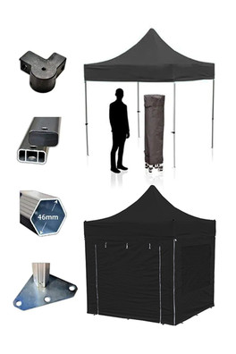 Protex40 3m x 3m Gazebo - BLACK