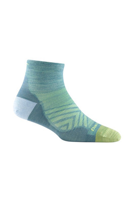 Ladies Quarter No Cushion Running Merino Socks - Aqua