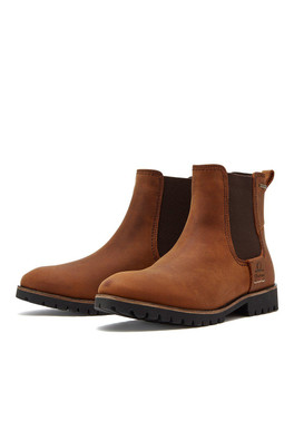 Olympia Premium Leather Waterproof Chelsea Boots - Walnut