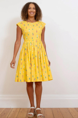 Chesil Womens 100% Cotton Poplin Dress - Yellow